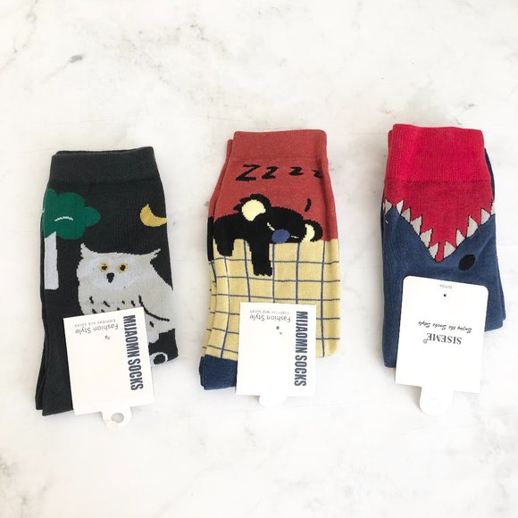 Other - Bundle of 3 Pairs Crew Socks Animal Print